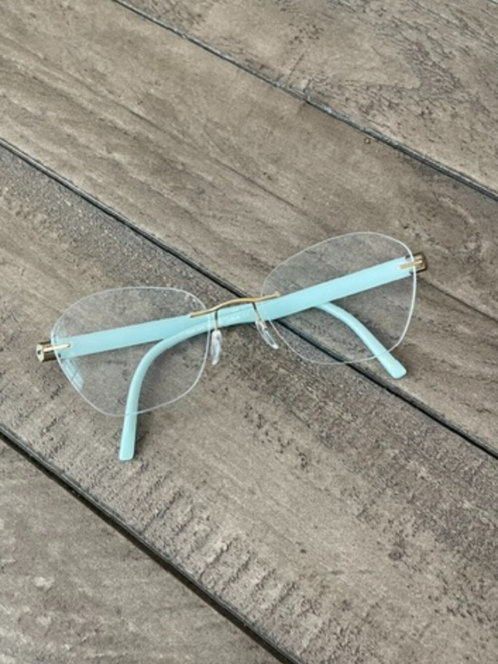 Silouette Titan Inspire Brass/Mint Rimless Eyeglass Frame 54-19-140